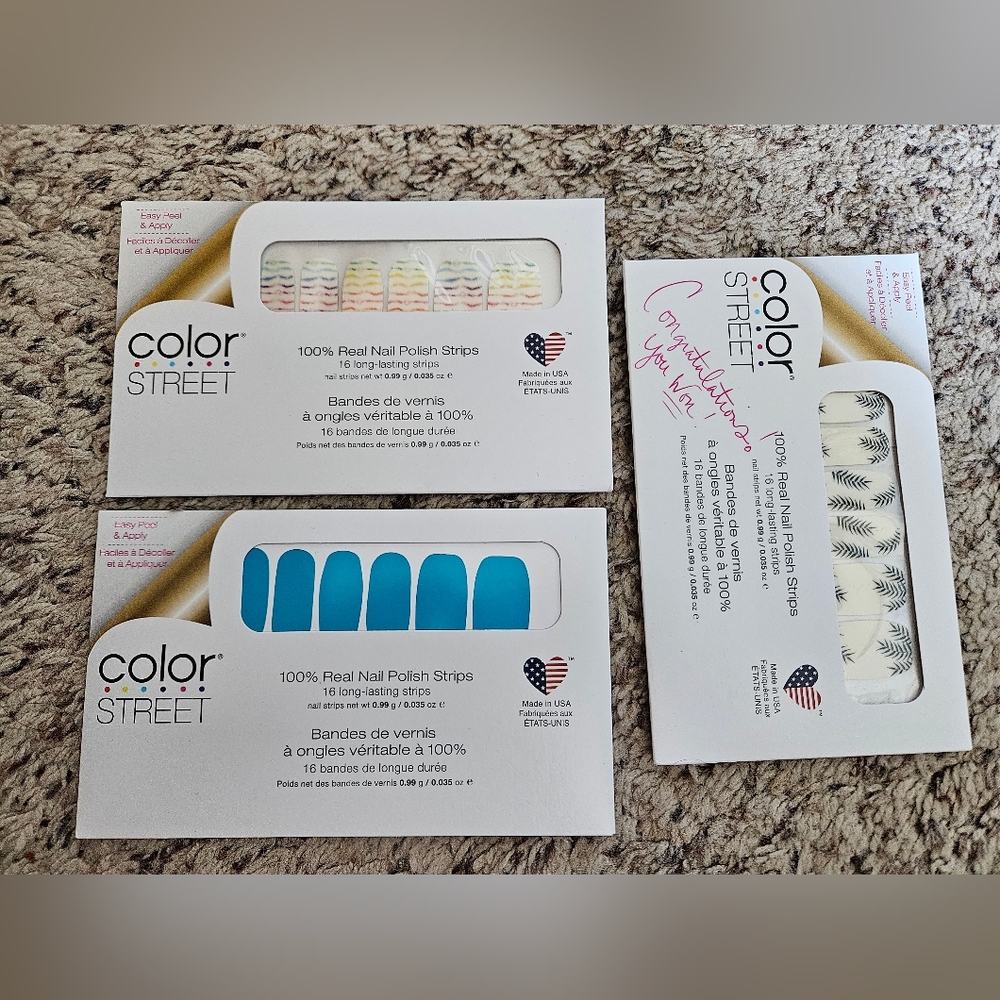 Color Street Nail Strips Lot Of 3-Blue, Hue And Palm
